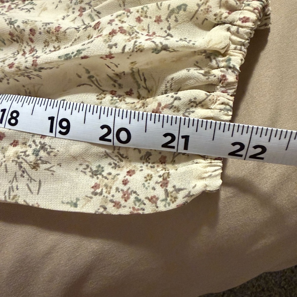 Cream Floral Print Long Sleeve‎ Mini Dress size M - Picture 8 of 16